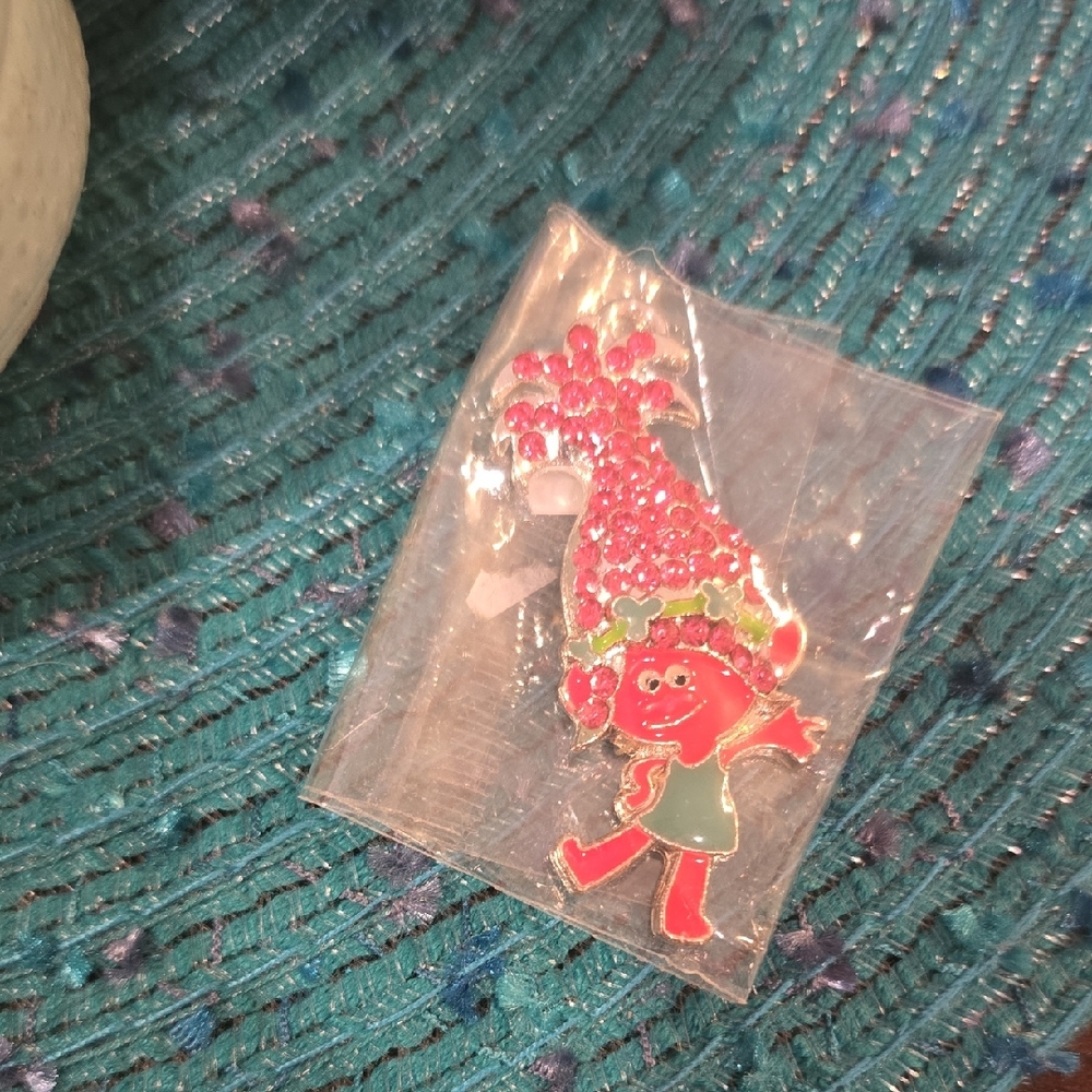 Pink and Green Enamel Necklace Charm with Whimsical Sparkly Design